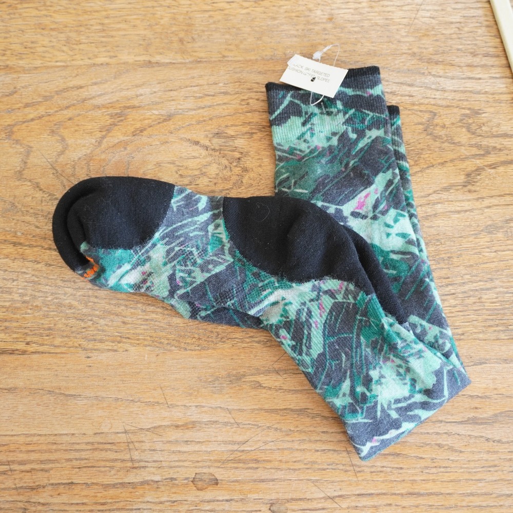 Smartwool Mens XL Ski Targeted Cushion Socks Green Slopes Abstract Print Merino